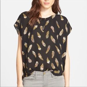 Joie Silk Feather Print Blouse